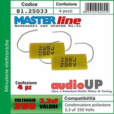 CONDENSATORI PER TWEETER 3,3 uF 250 V IN POLIESTERE. CONDENSATORI IN BUSTA 4 PZ