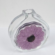 Vaso Daum France Cristallo Lampada Coppelia Fiore Malva Anni '80 XX Secolo L.13