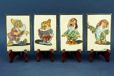 L. DONNINI Lotto 4 MATTONELLE maiolica Biancaneve nani Disney scuola Zaccagnini