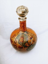 DECANTER WRAPPED RIVESTITO PELLE ANTICO MAPPA MONDO CON TAPPO RIVESTITO ARGENTO