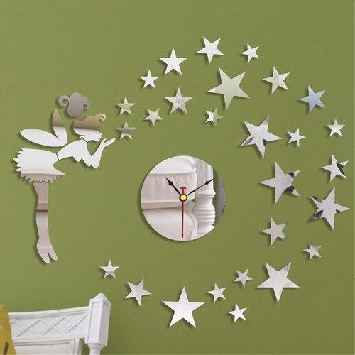 Orologio adesivo fata - adesivo, stelle