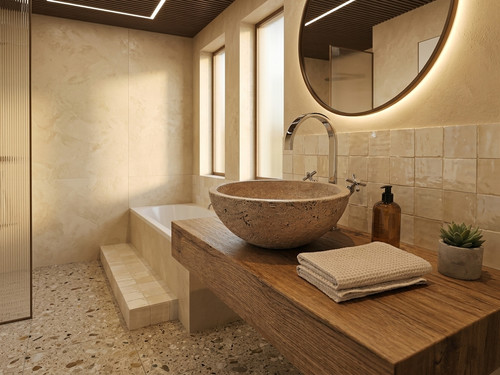 Lavabo ciotola travertino - lavabo, in