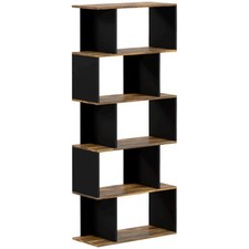 HOMCOM Libreria Moderna Asimmetrica con 5 Ripiani in Legno 70x29.5x163cm Marrone