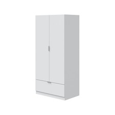 Armadio Guardaroba Appendiabiti 2 Ante 1 Cassetto 80x50x170 Simply Bianco