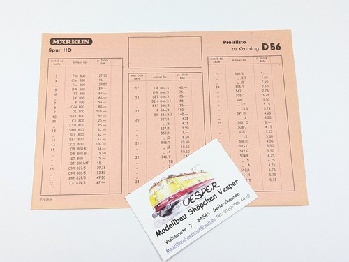 Märklin listino prezzi - , yn