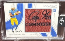 2023 Immacolata Calcio Quentin Johnston Rookie Loghi!! 1/1! Reliquia in pelle di maiale!!