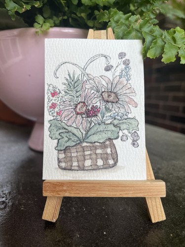 Aceo originale cesto floreale - aceo,