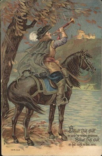 Trombettista cavallo stampa - , in
