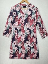 Abito donna Almatrichi L/46 floreale patchwork manica 3/4 boho artistico Spagna