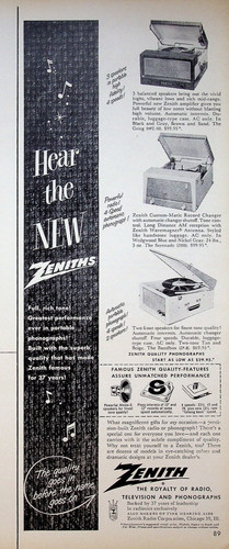 Stampa fonografica zenith - stampa, 1956