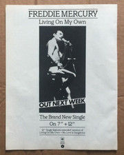 FREDDIE MERCURY -  Living On My Own  - 1985 Music Press Advert - QUEEN