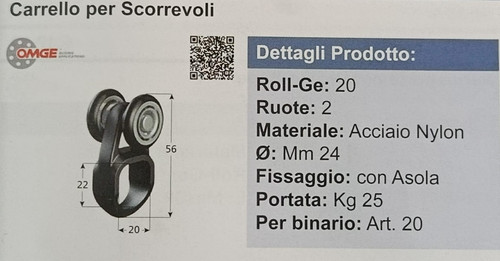 Carrello per binario con asola - carrello,