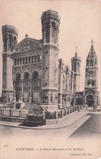 32-43) CARTOLINA FRANCIA LYON FOURVIERE SANCTUAIRE DÉJEUNERS CHIOSCO KIOSQUE