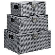HOMCOM Set 3 Cestini in Rattan