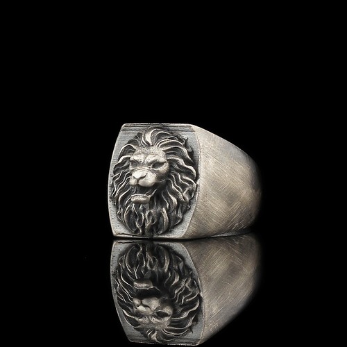 Anello uomo argento - argento, leone