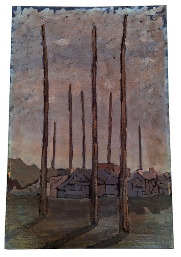 Quadro olio tavola - su,