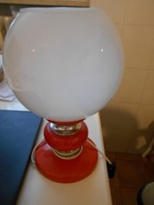 set lampadario e abat-jour vetro e legno colorato rosso