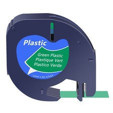 1PK Nastro Etichetta Plastica 91204 per DYMO LetraTag LT-100T 100H Nero su Verde 12mm