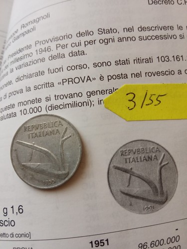 Moneta lire del 1955 - moneta, da
