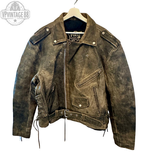 Vintage leather men biker - men's,