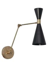 Applique da parete ad arco lampada metà secolo moderna in ottone grezzo Sputnik