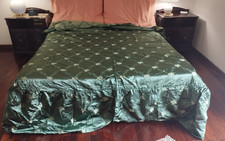 Copriletto COPERTA MATRIMONIALE TESSUTO DAMASCATO verde. Nuova Vintage anni '70.