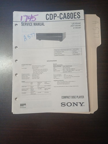 Sony cdp ca80es - sony, manuale