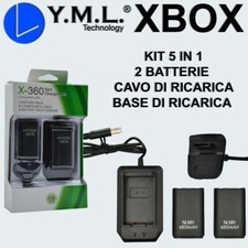 Kit Cavo Base Di Ricarica 2 Batteria Nera 4800mah Controller Xbox 360 Slim mar