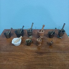 LOTTO ANTICO MORTAIO BRONZO RAME FARMACIA CUCINA PESTELLO OGGETTO ARTE VINTAGE 