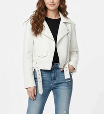 Giacca moto biker donna bianca