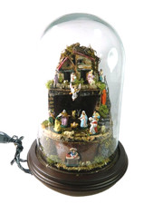Presepe Napoletano in Campana di Vetro + Luci 220V Cm 24x34h Idea Regalo
