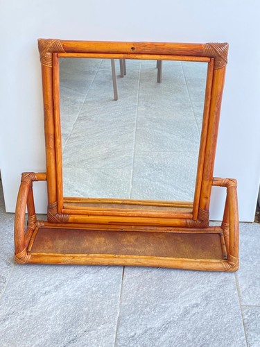 Specchio con mensola vimini - con,