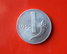 1 LIRA 1955 ERRORE - MEZZALUNA IN INCUSO ALLA BASE DEL NUMERO 1 (VALORE) [U052]