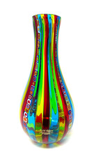 RARO vaso bottiglia Ballarin Mazzega Millefiori in vetro artistico di Murano 30 cm