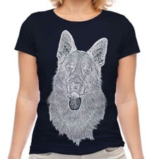 Pastore Tedesco Schizzo Donna Stampato T-Shirt Ottimo Regalo Cane Amante Cane