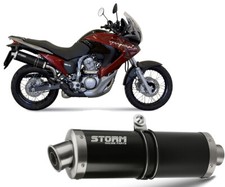Scarico Storm nero Oval acciaio inox per Honda Xlv Transalp 700 2008 > 2013