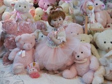 Bambola artista vintage tutta porcellana 18" viso pouty collo snodato braccia e gambe anni 80