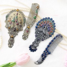 Specchio manico russo pettine specchio trucco retrò metallo specchio portatile regalo