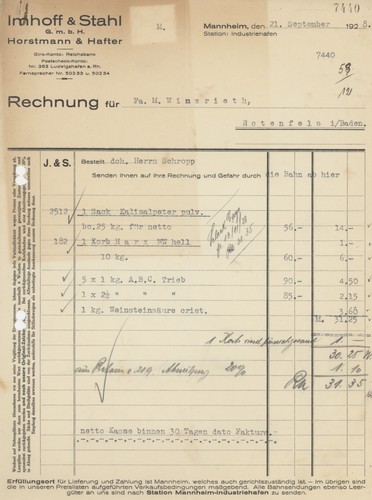 Rechnung imhoff stahl gmbh - rechnung,