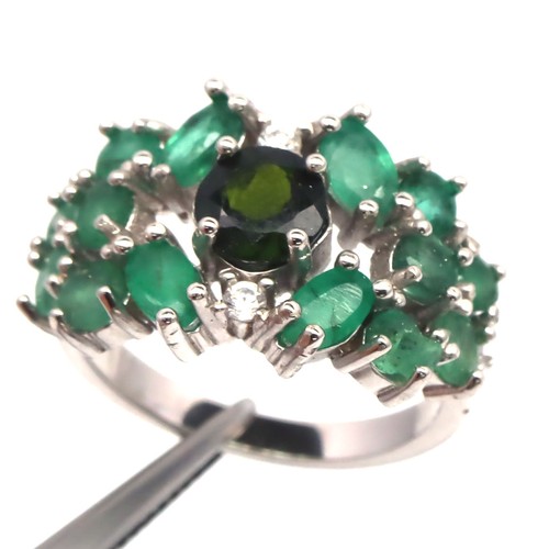 Argento 925 anello verde - 925, mm.