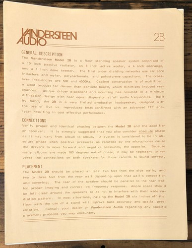 Vandersteen audio model - vandersteen,