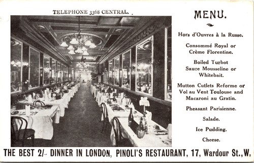 Pinoli restaurant vintage menu - pinoli,