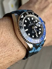 Cinturino in gomma vulcanizzata NERO 20mm per orologi Rolex ceramica BLU mimetico