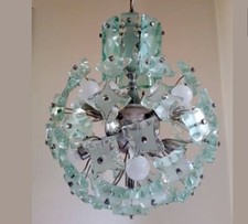 Lampadario Sputnik Vetro Ghiaccio Zeroquattro Fontana Arte stile anni 70 luce vintage 