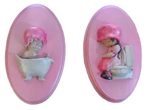 Insegna bagno vintage rosa