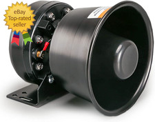 200 Watt High-Performance PA Siren Horn Speaker [Black Steel] [8 Ohms] [125-135