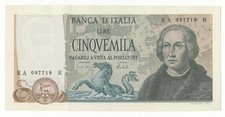 5000 LIRE COLOMBO II TIPO DECR 11/04/1973