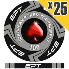 Blister da 25 Fiches / Chips EPT Ceramica Replica 100