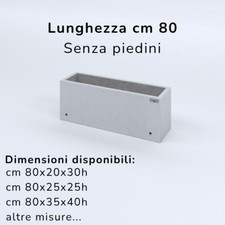 FIORIERE IN CEMENTO LISCE RETTANGOLARI SENZA PIEDINI CM80