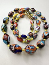 MURANO Vintage Collana MURRINA MILLEFIORI vetro a Mandorla
